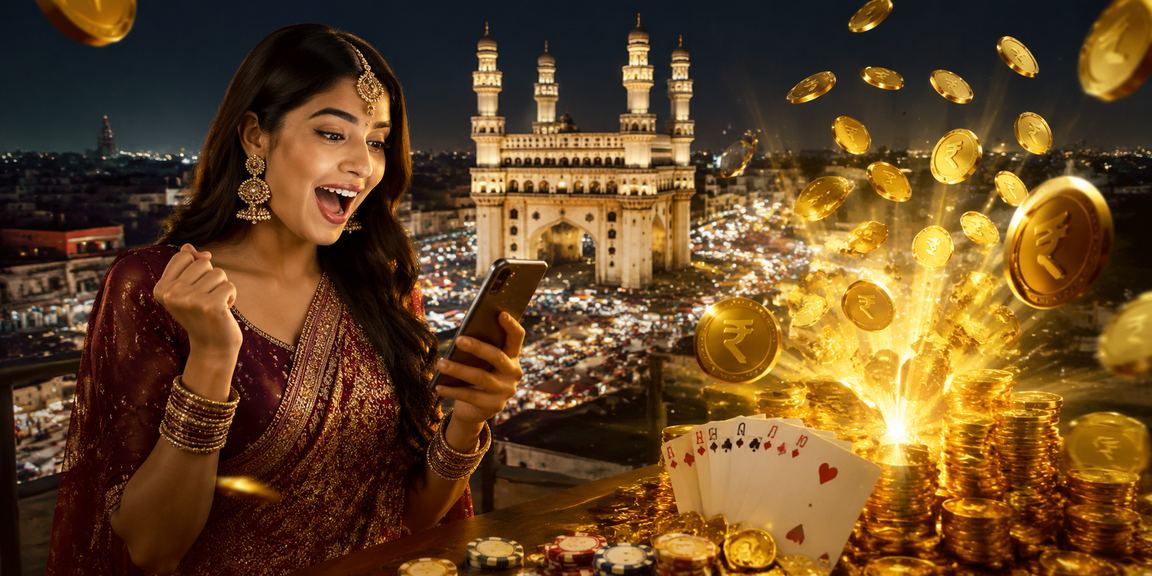 Teen Patti card game atmosphere with Charminar in background